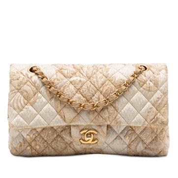 Medium Classic Embroidered Canvas Double Flap