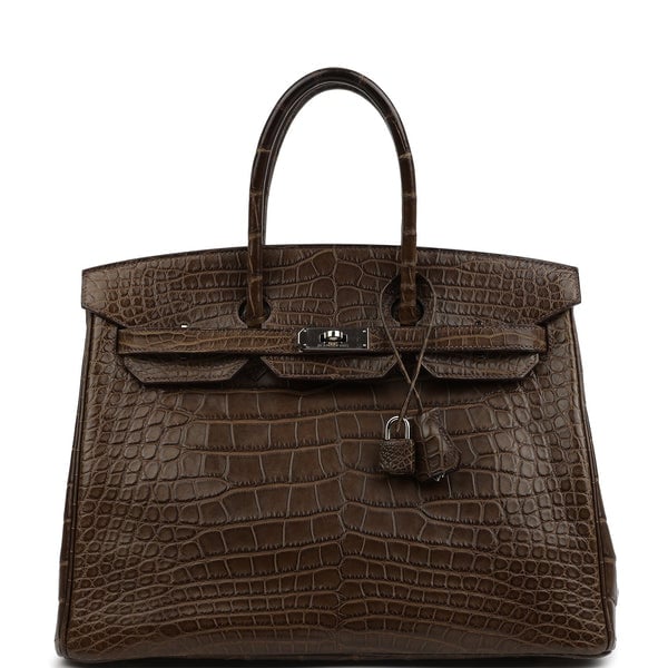 Hermes Pre-owned Hermes Birkin 35 Gris Elephant Matte Alligator Palladium Hardware