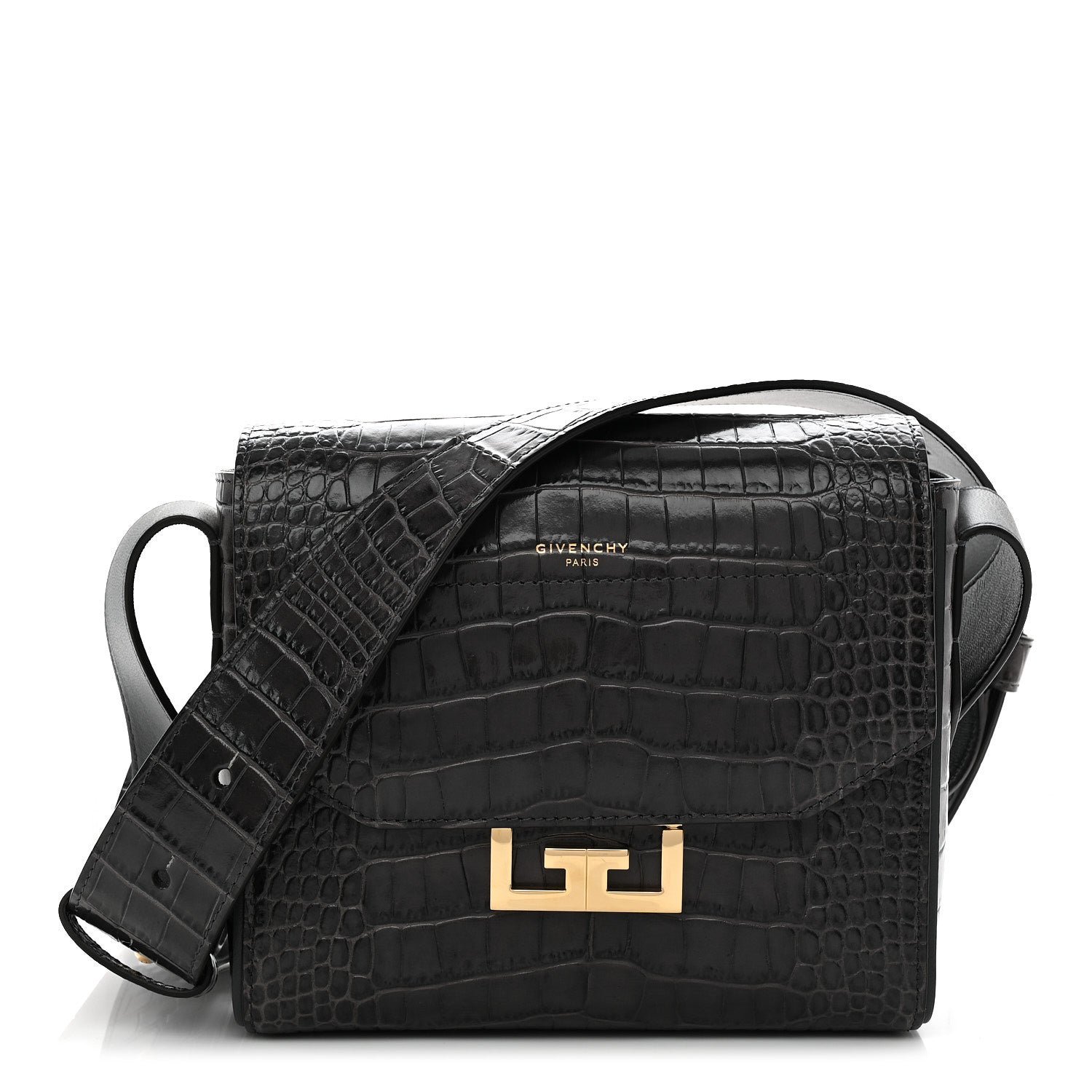 Givenchy Givenchy Calfskin Crocodile Embossed Small Eden Storm Grey