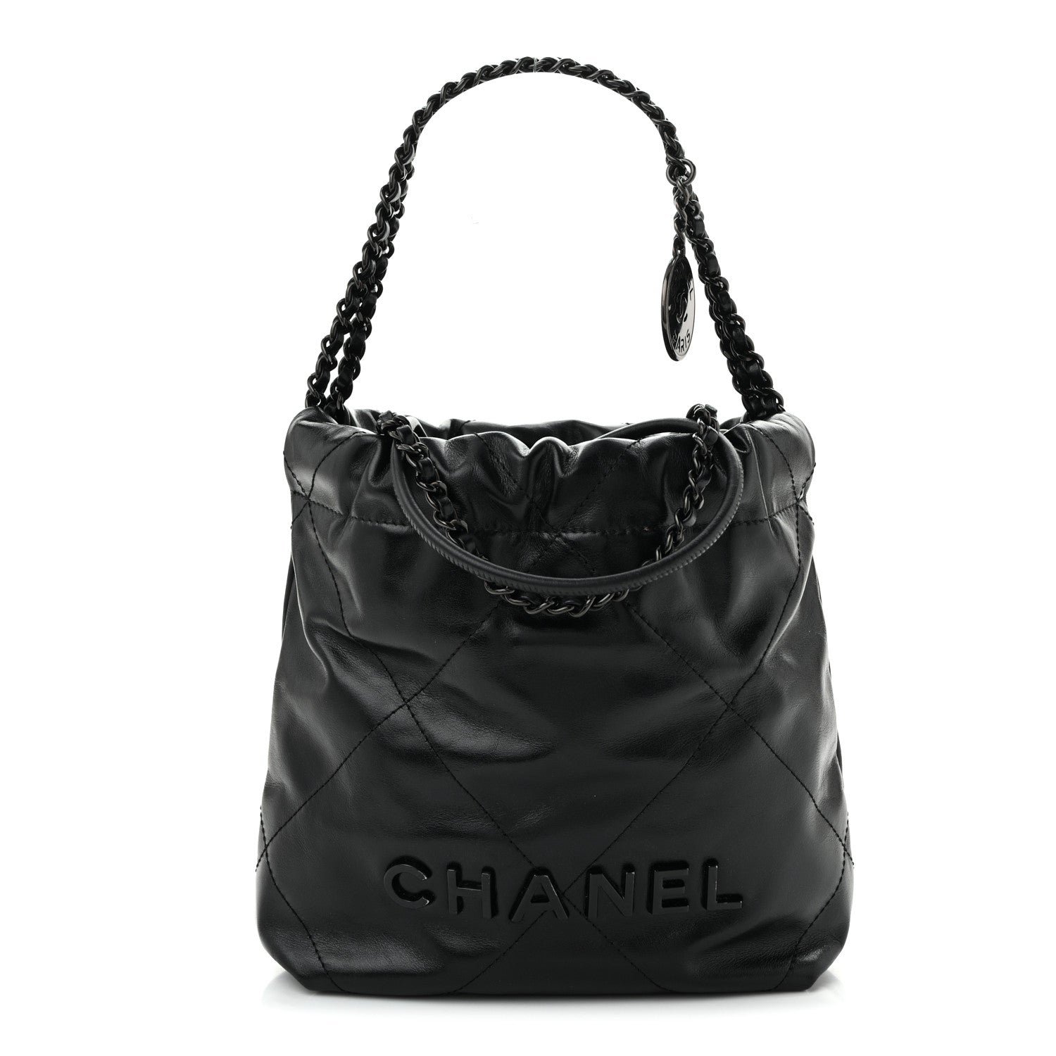 Chanel Shiny Calfskin Quilted Mini Chanel 22 So Black