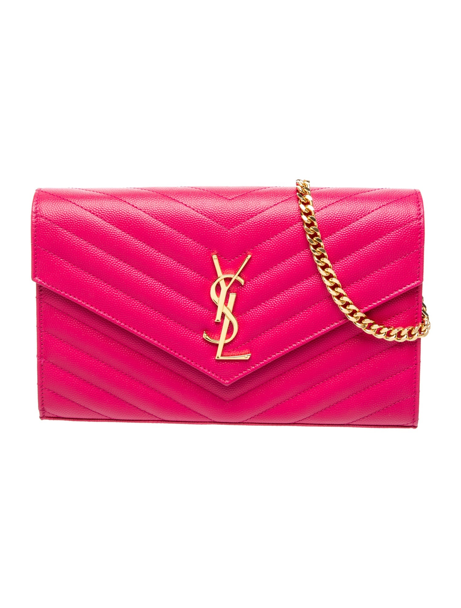 Leather Cassandre Envelope Chain Wallet