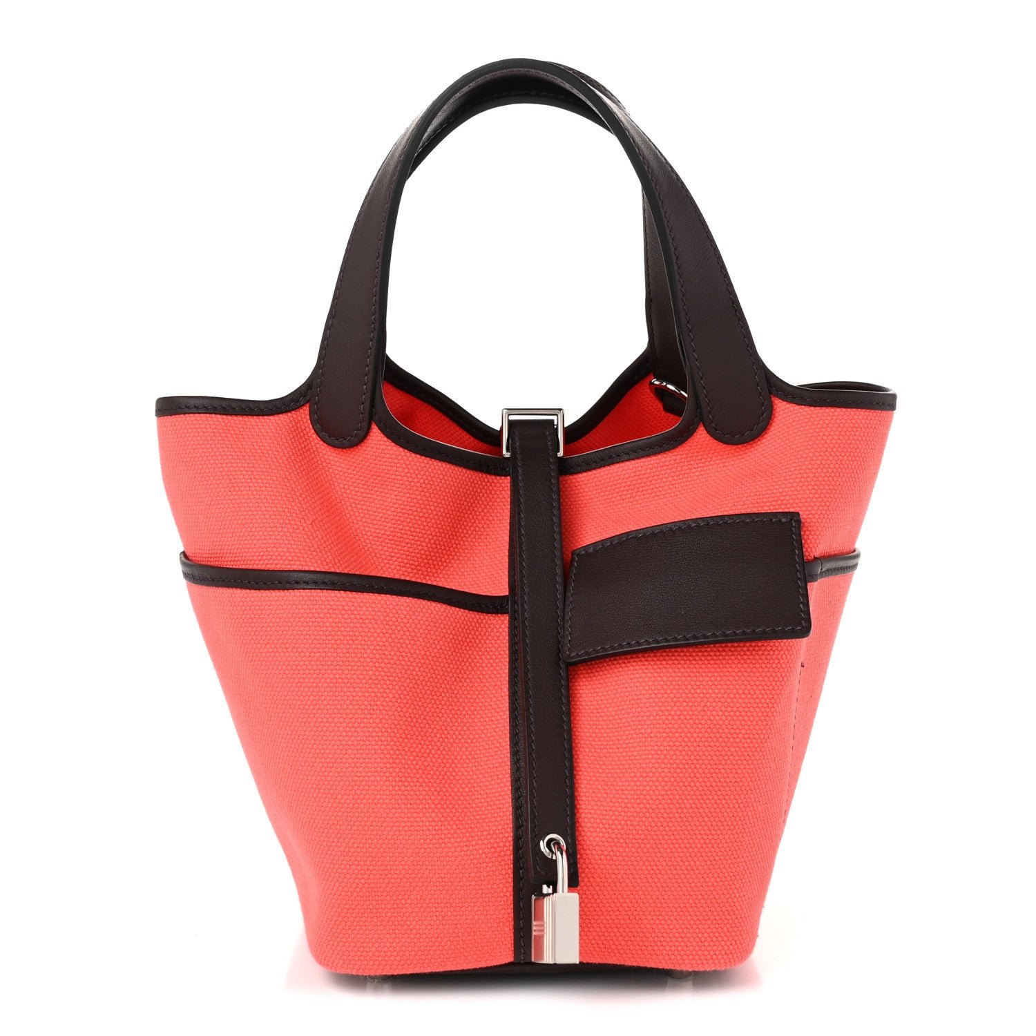 Hermes Toile Goeland Swift Cargo Picotin Lock 18 Rouge Sellier Rose Texas