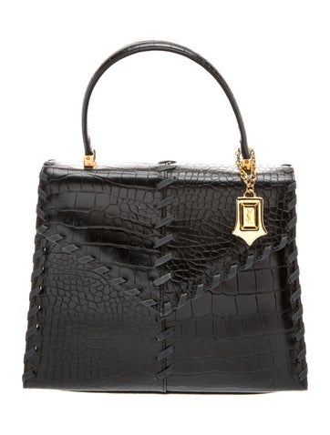 Embossed Leather Top Handle Bag