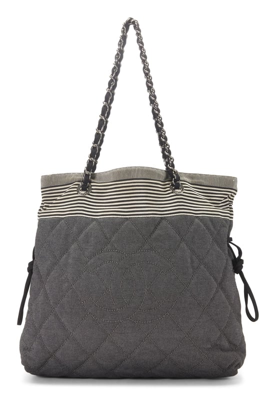 Black Denim 'CC' BonBon Tote Medium
