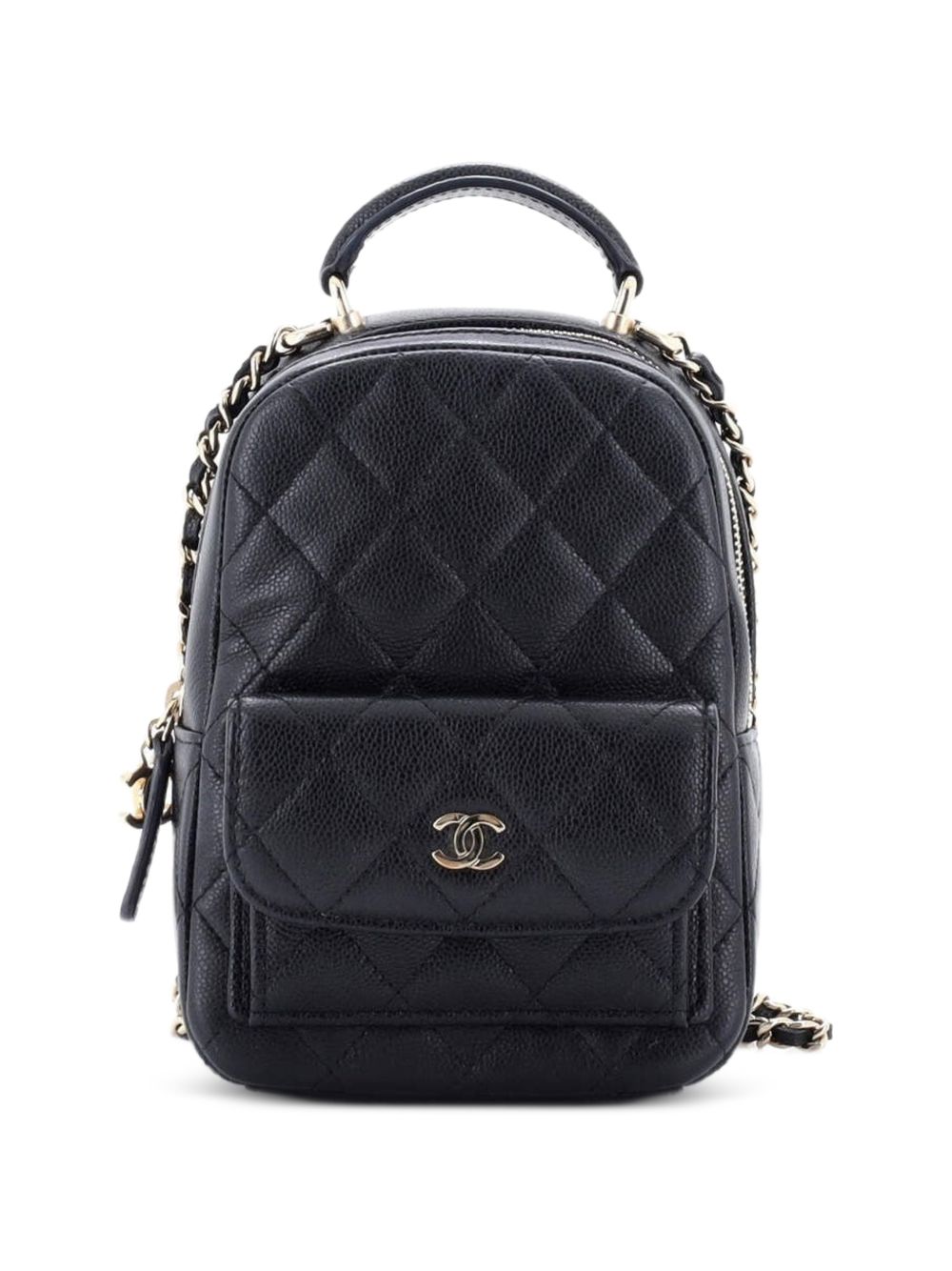 Classic CC Chain Pocket Quilted Caviar Mini backpack