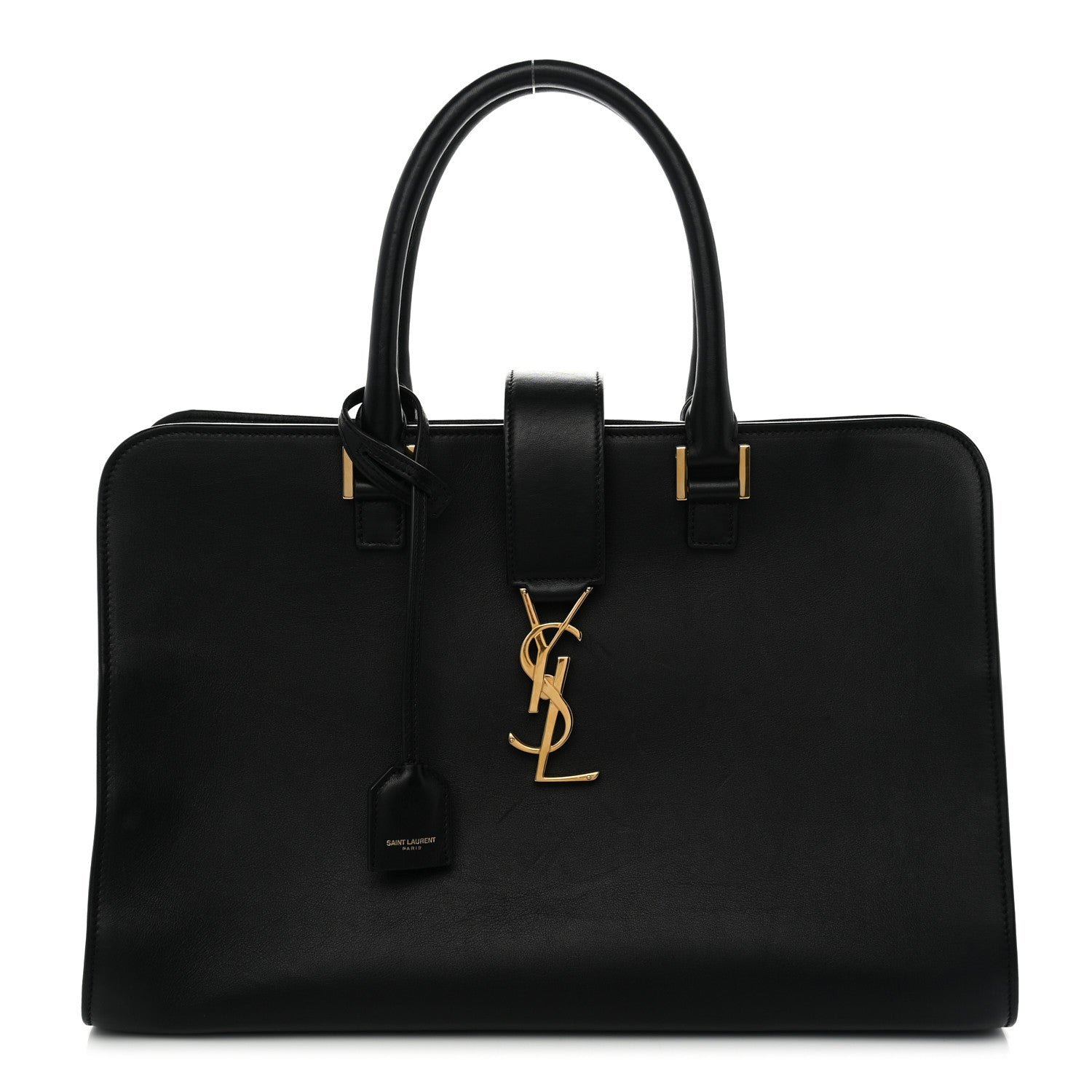 Saint Laurent Smooth Calfskin Medium Monogram Cabas Black