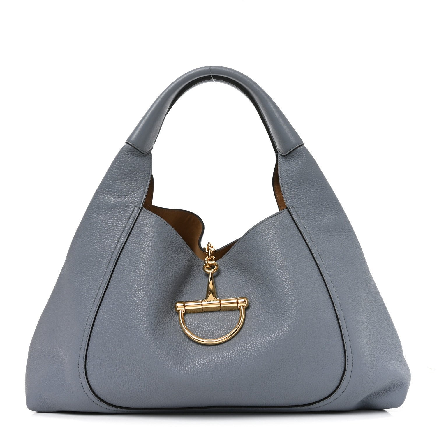 Gucci Grained Calfskin Softbit Maxi Shoulder Bag Foggy Grey