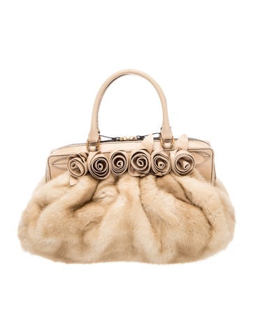 Fur Top Handle Bag