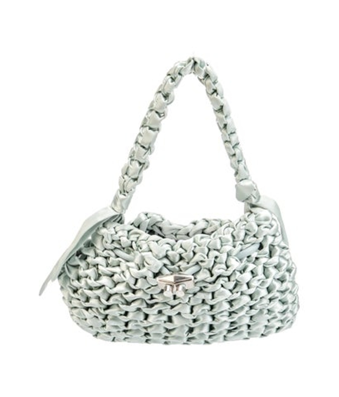 Jimmy Choo Choo Satin Cinch Small Light Verde Woven Satin Shoulder Bag Small