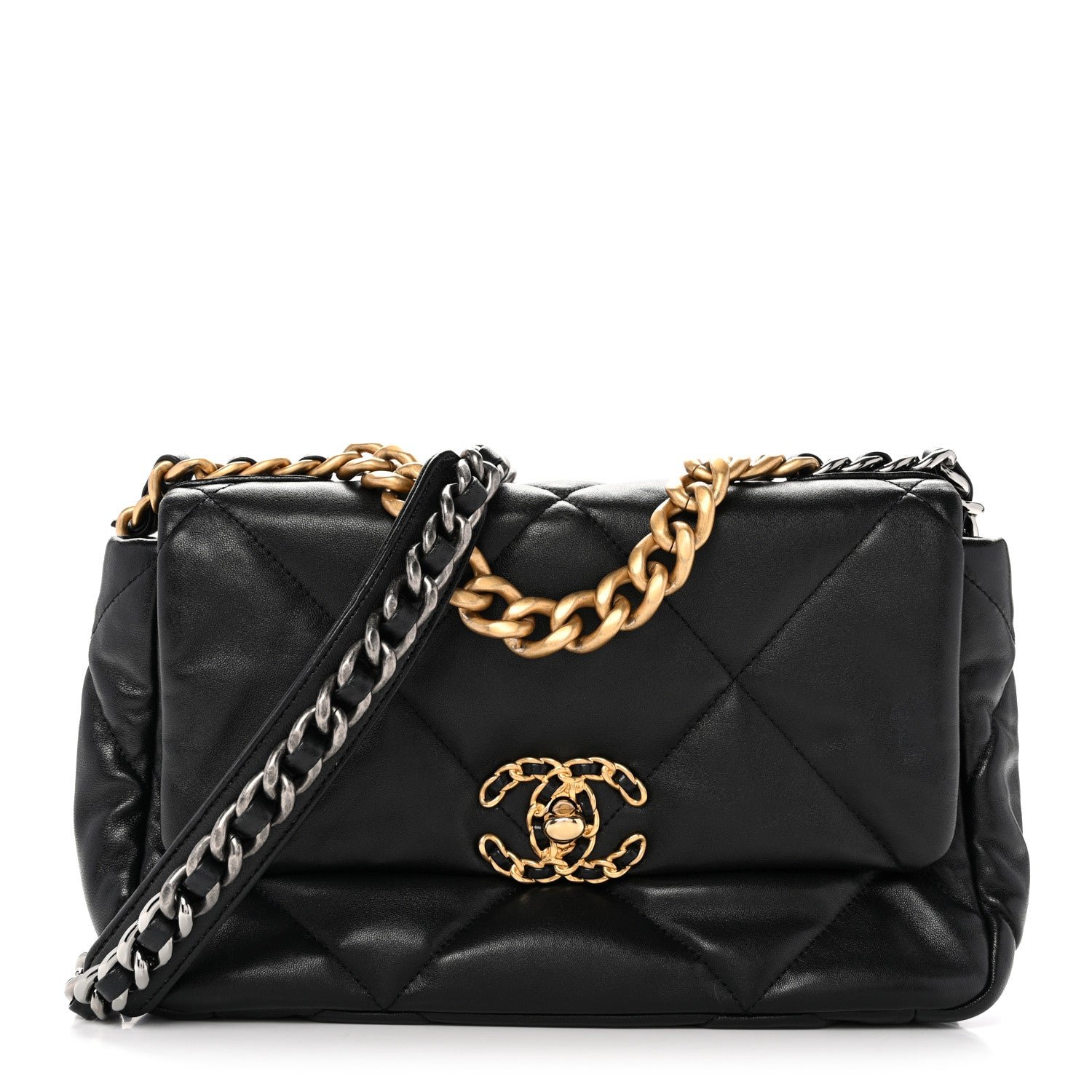 Chanel Goatskin Quilted Medium Chanel 19 Flap Black