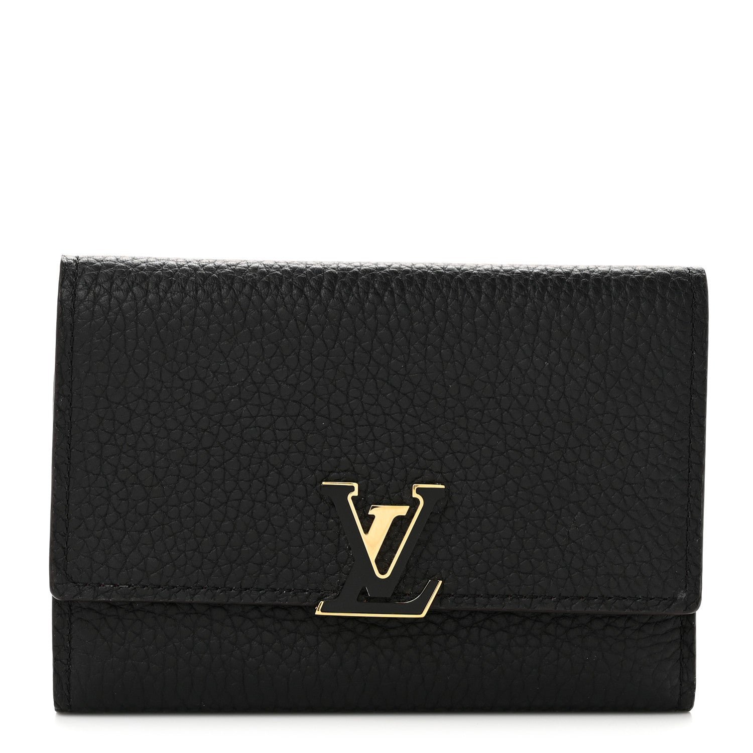 Louis Vuitton Taurillon Capucines Compact Wallet Black