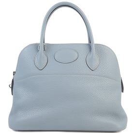 Hermes Very Good ( Rank A) HERMÈS Bolide 31 Bleu Glacier (8U) Clemence Palladium hardware Square Q (2013)