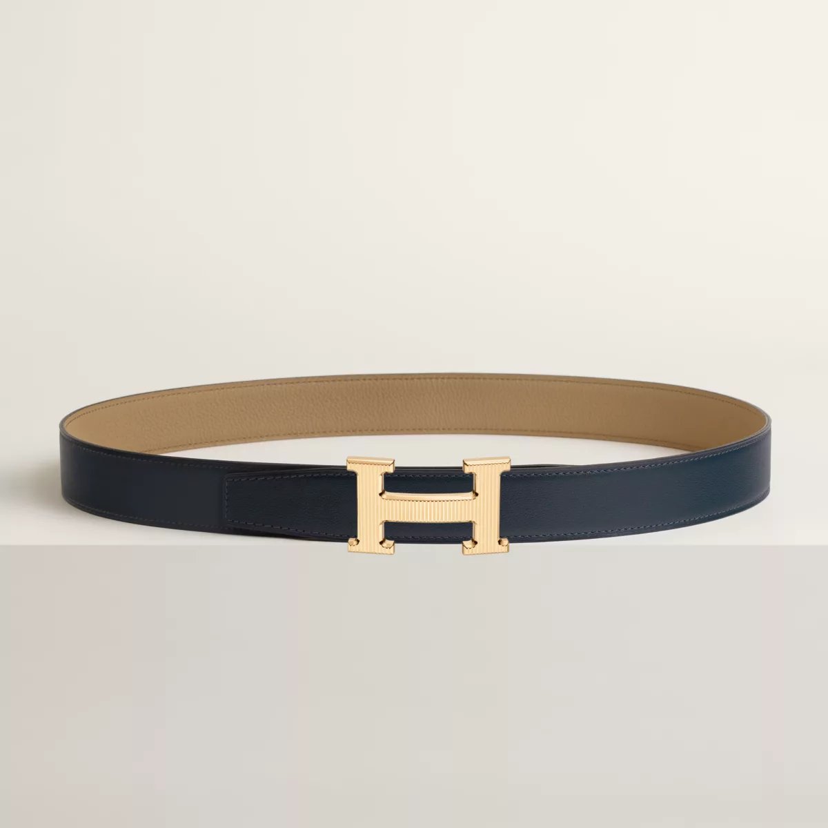 Boucle de ceinture H Striée & Cuir de ceinture réversible 32 mm