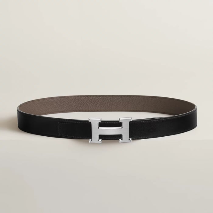 H Belt Buckle & Reversible Leather Strap 32 MM
