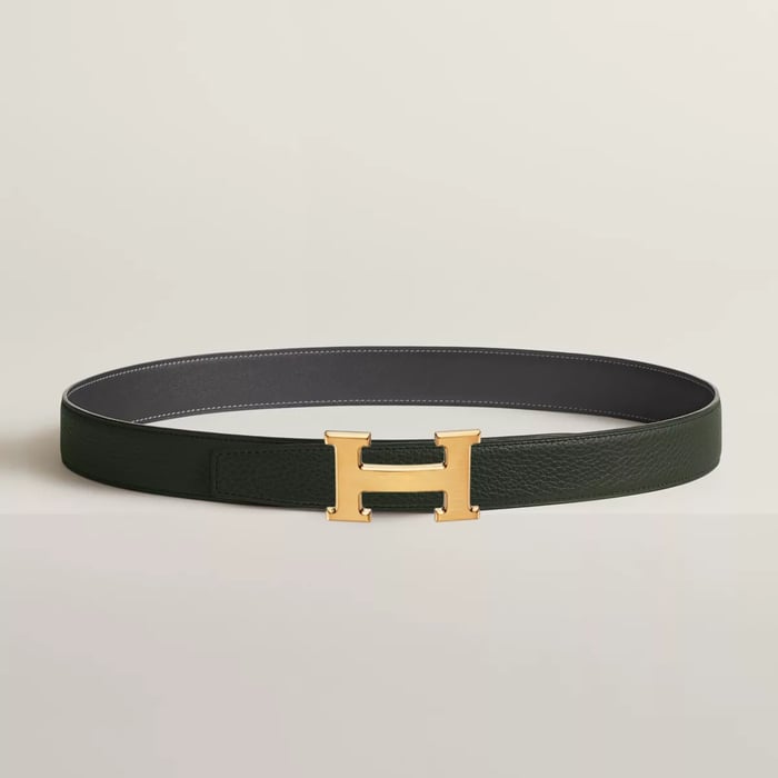 H Belt Buckle & Reversible Leather Strap 32 MM