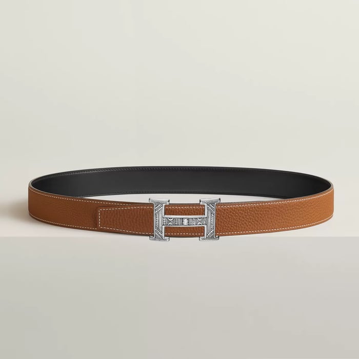 H Touareg Belt Buckle & Reversible Leather Strap 32 MM