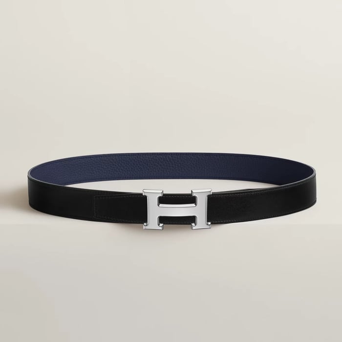 H Belt Buckle & Reversible Leather Strap 32 MM