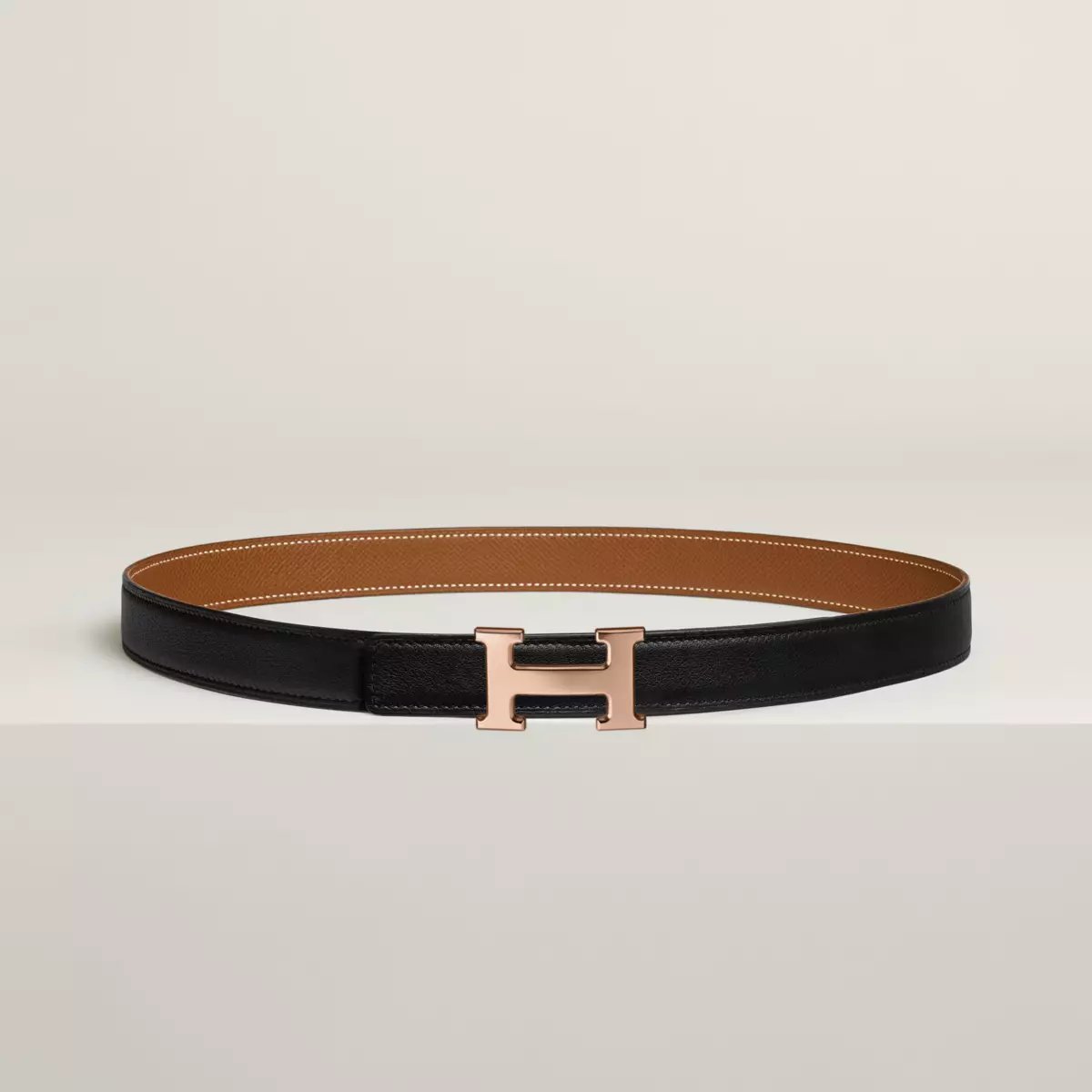 Mini H belt buckle & Reversible leather strap 24 mm