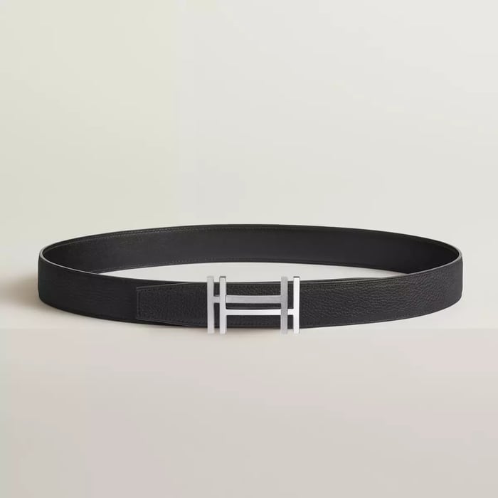 H Au Carre Belt Buckle & Reversible Leather Strap 32 MM