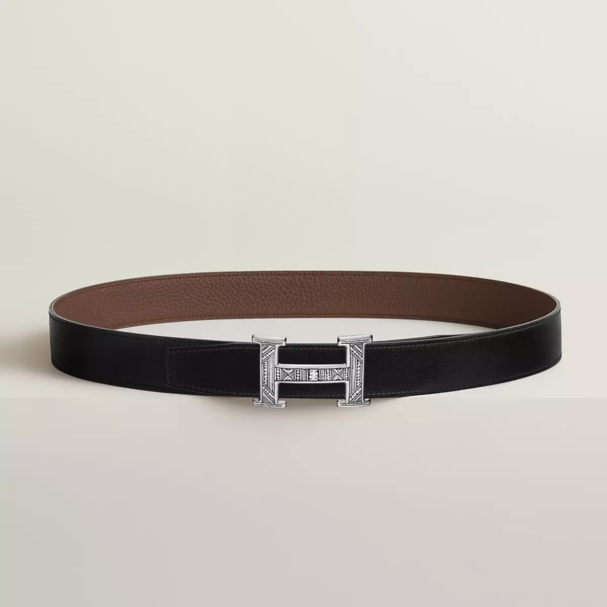 H Touareg belt buckle & Reversible leather strap 32 mm