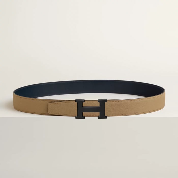 H Belt Buckle & Reversible Leather Strap 32 MM