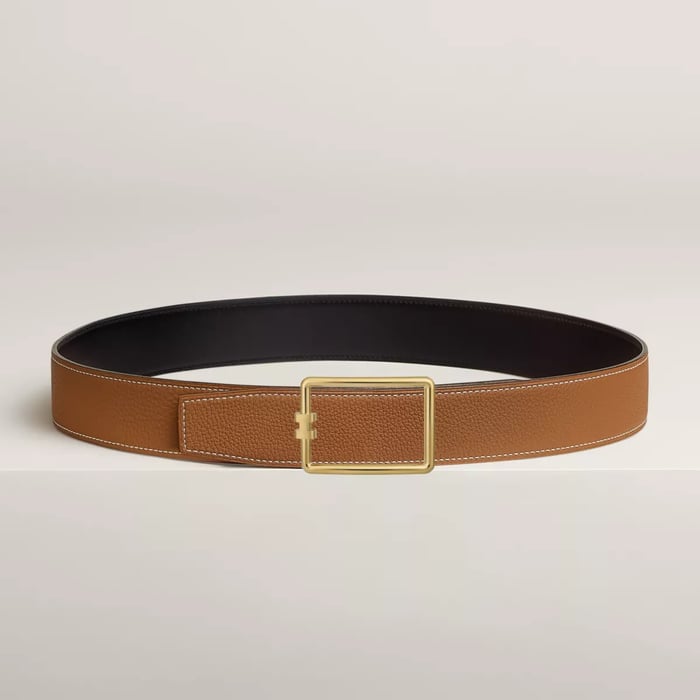 Tube H Belt Buckle & Reversible Leather Strap 38 MM