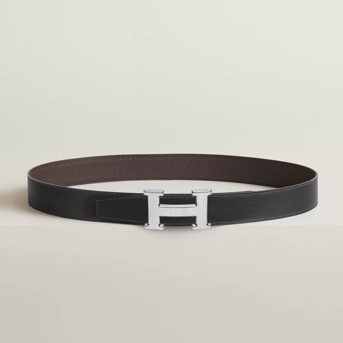 H Striee Belt Buckle & Reversible Leather Strap 32 MM