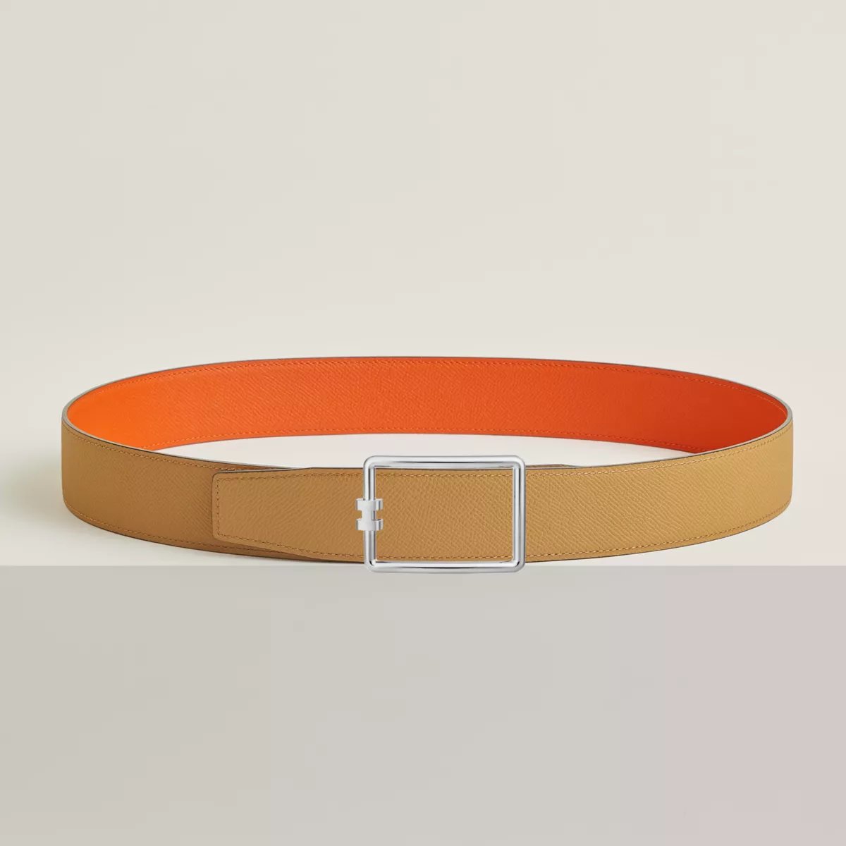 Tube H belt buckle & Reversible leather strap 38 mm