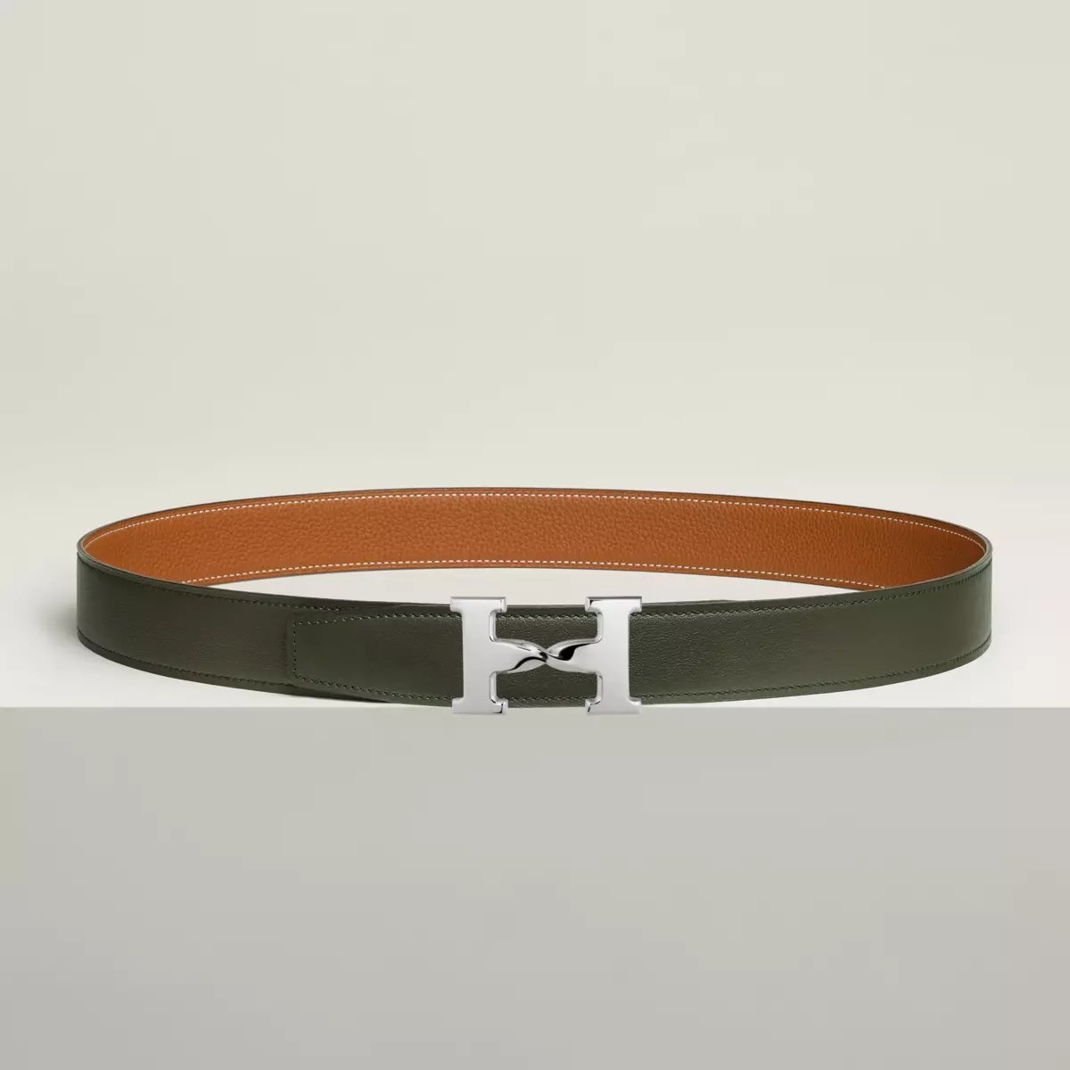 H Twist belt buckle & Reversible leather strap 32 mm