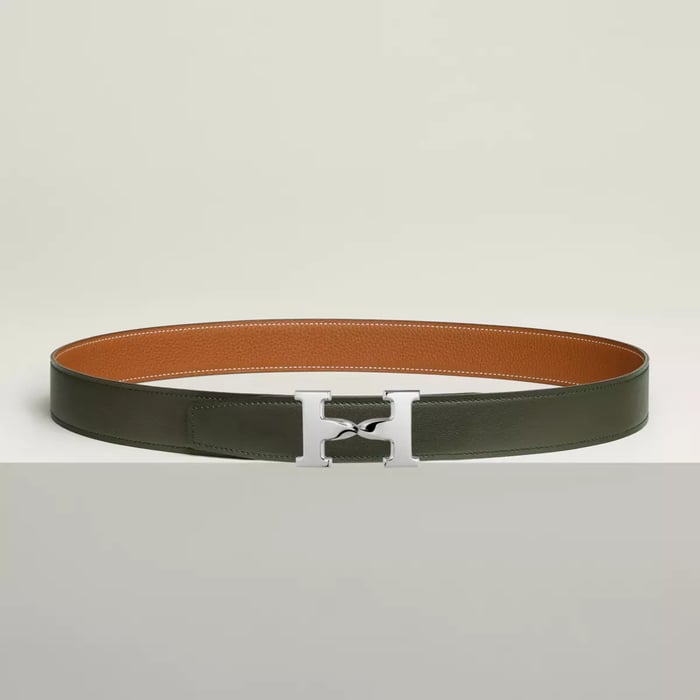 H Twist Belt Buckle & Reversible Leather Strap 32 MM