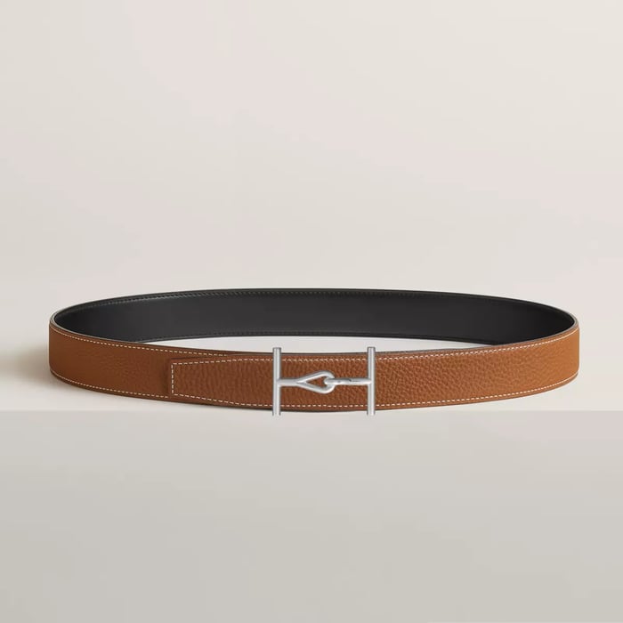 Jumbo Belt Buckle & Reversible Leather Strap 32 MM