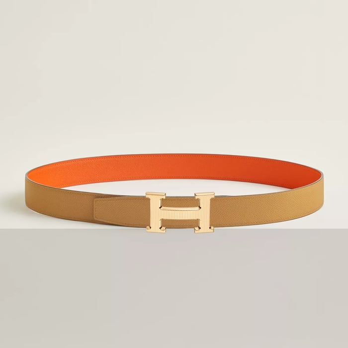 H Striee Belt Buckle & Reversible Leather Strap 32 MM
