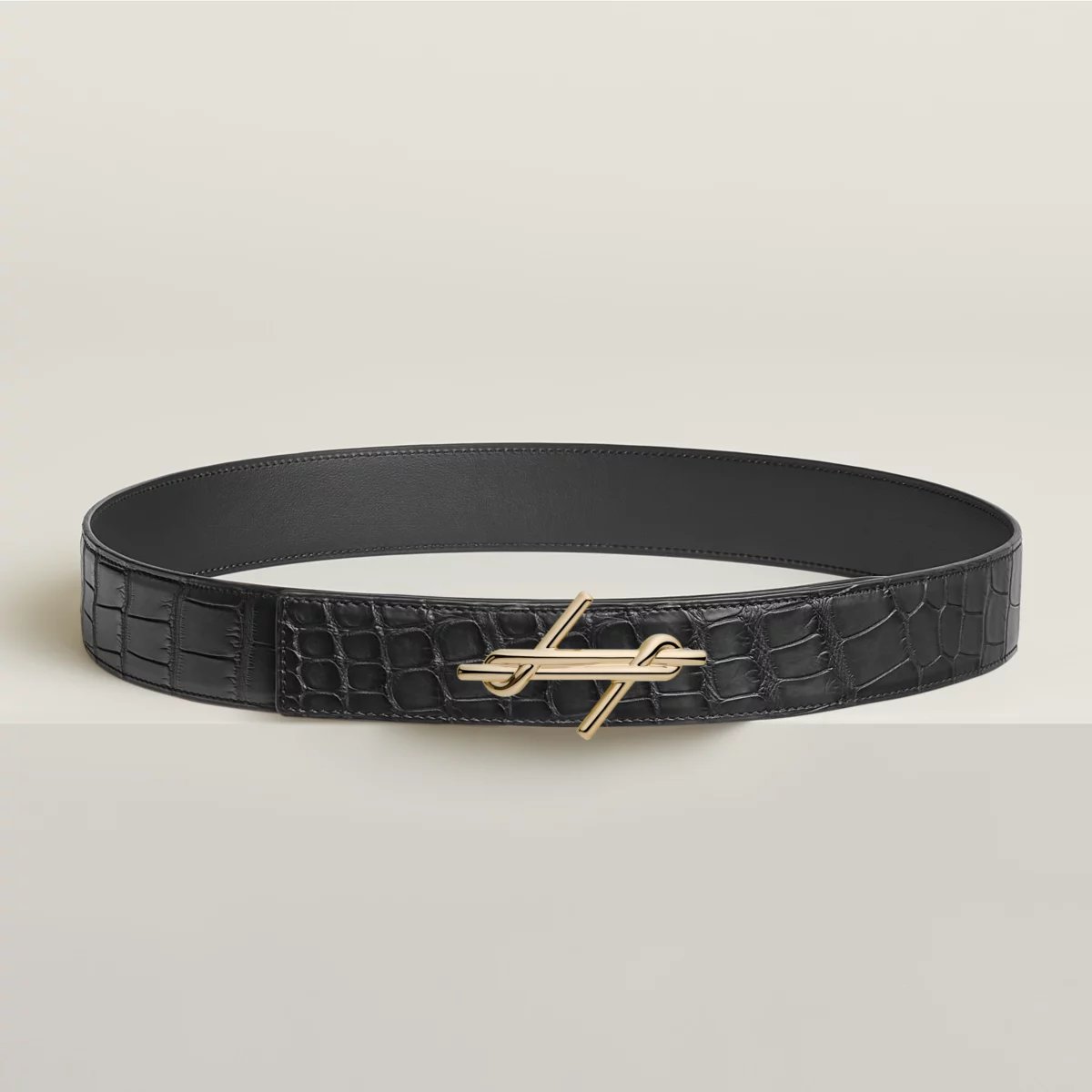 H Noue belt buckle & Leather strap 38 mm