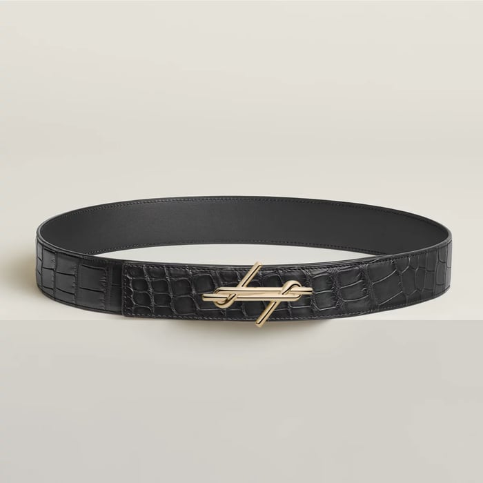 H Noue Belt Buckle & Leather Strap 38 MM