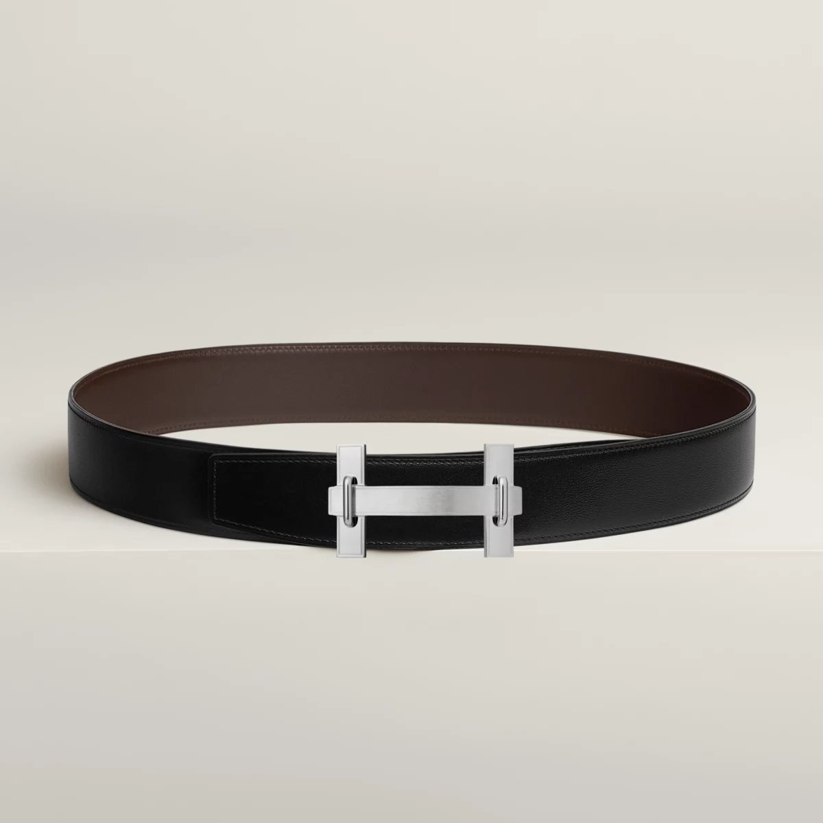 H Jumping belt buckle & Reversible leather strap 38 mm
