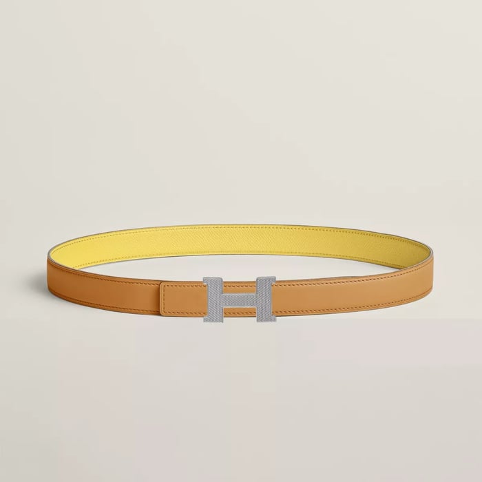 Mini Constance Guillochee belt buckle & Reversible leather strap 24 mm