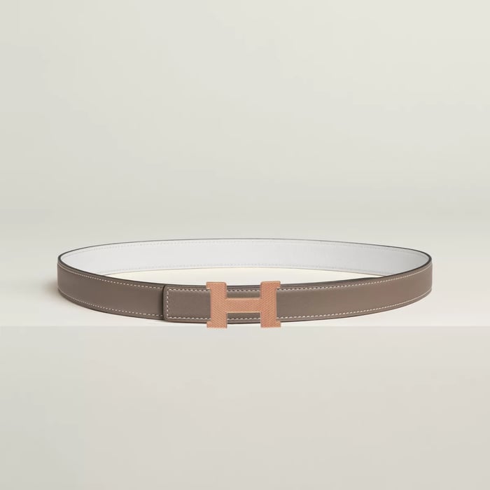 Mini Constance Guillochee belt buckle & Reversible leather strap 24 mm