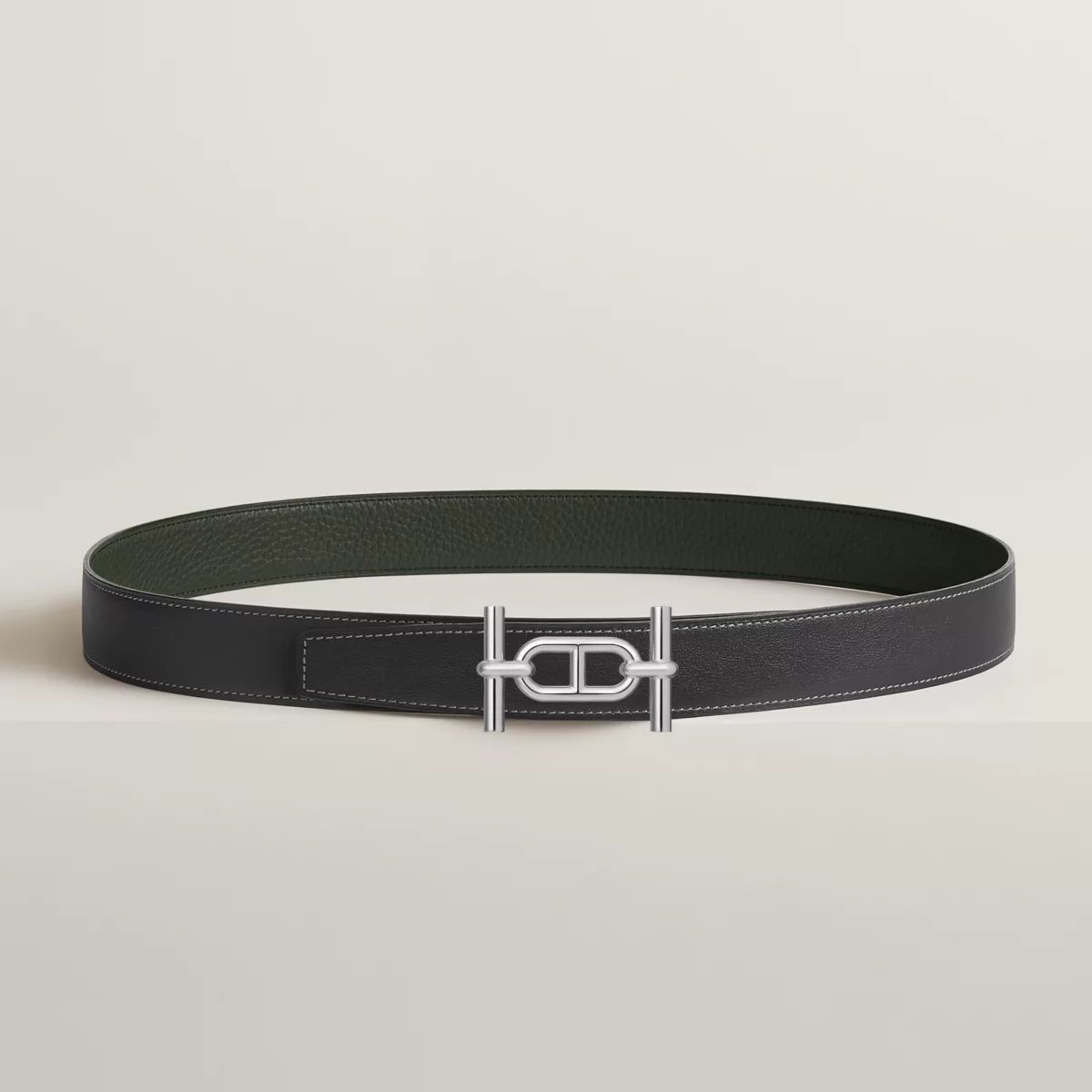 Ancre belt buckle & Reversible leather strap 32 mm