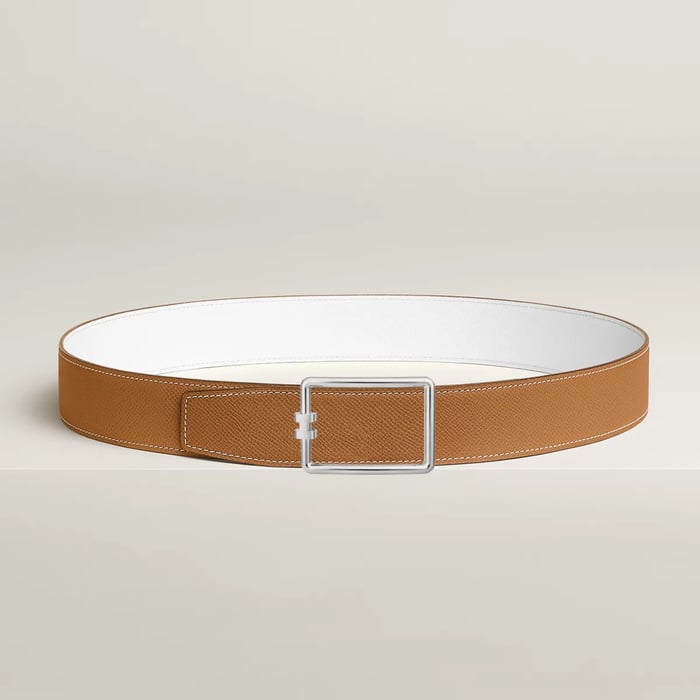 Tube H Belt Buckle & Reversible Leather Strap 38 MM