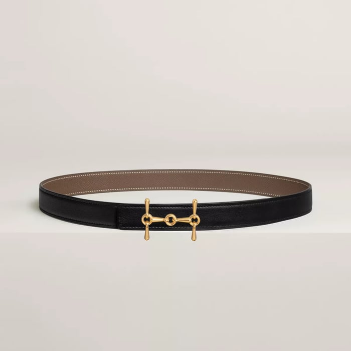 H Equestre belt buckle & Reversible leather strap 24 mm