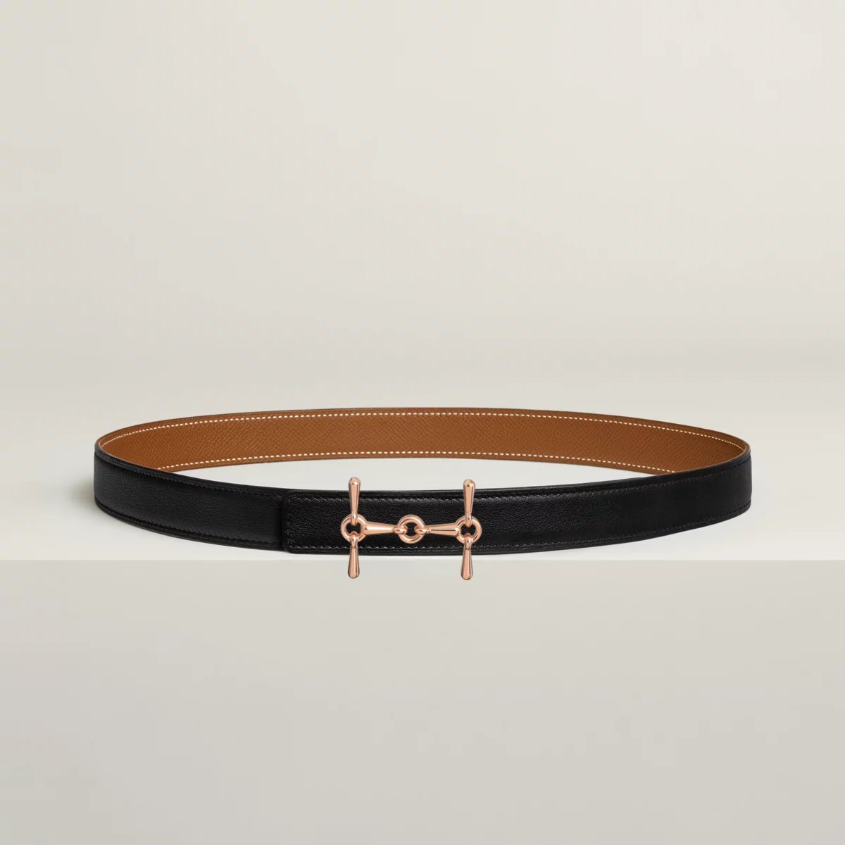 H Equestre belt buckle & Reversible leather strap 24 mm