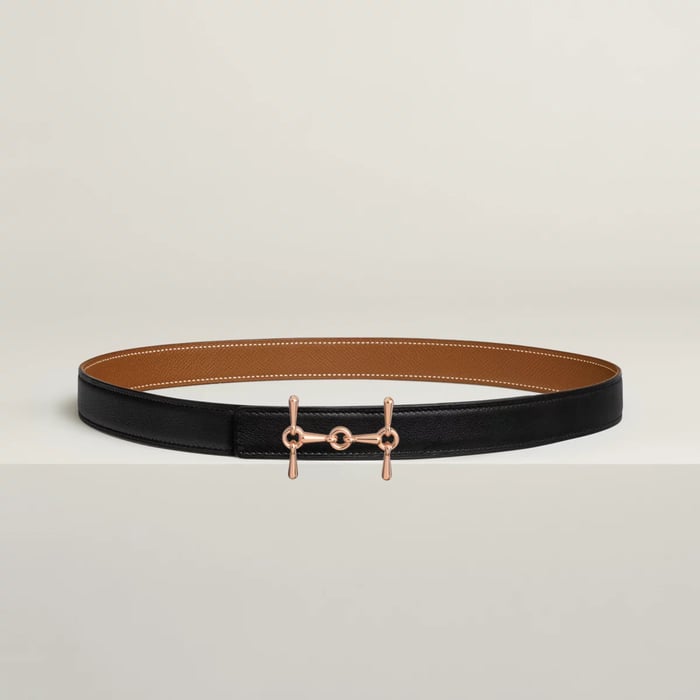 H Equestre belt buckle & Reversible leather strap 24 mm