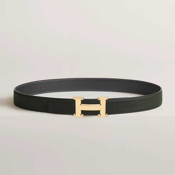 H Striee Belt Buckle & Reversible Leather Strap 32 MM