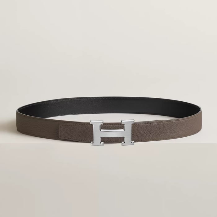 H Belt Buckle & Reversible Leather Strap 32 MM