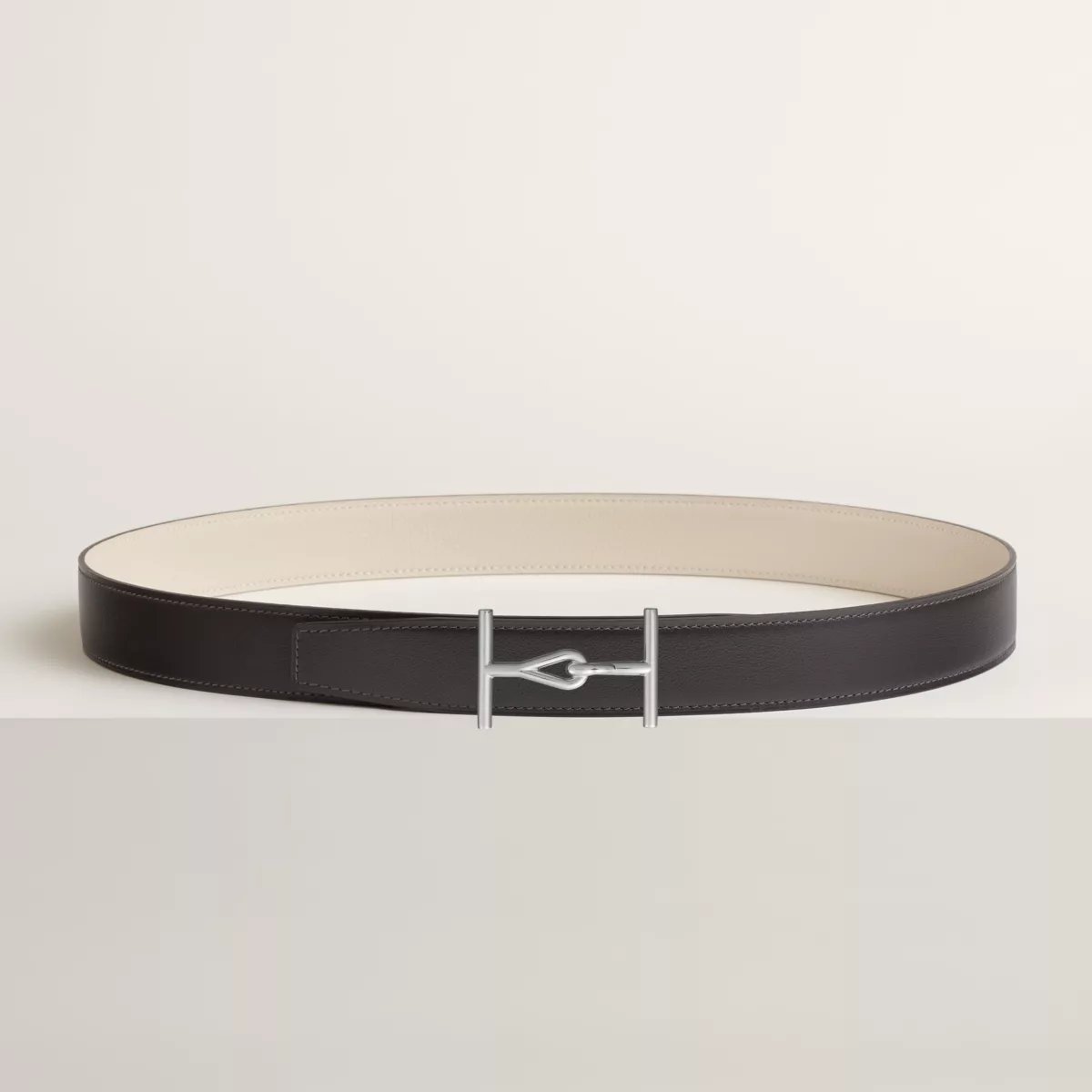 Jumbo belt buckle & Reversible leather strap 32 mm