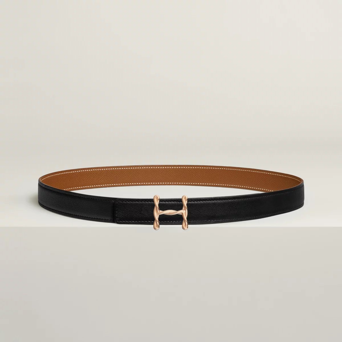 H Torsade belt buckle & Reversible leather strap 24 mm