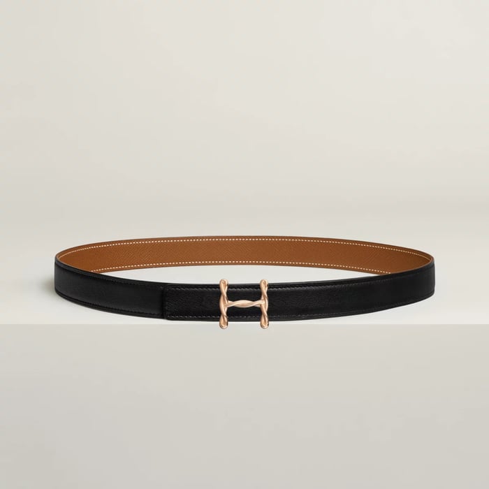 H Torsade belt buckle & Reversible leather strap 24 mm