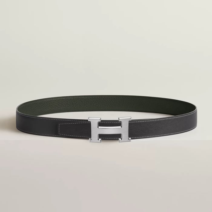 H Belt Buckle & Reversible Leather Strap 32 MM