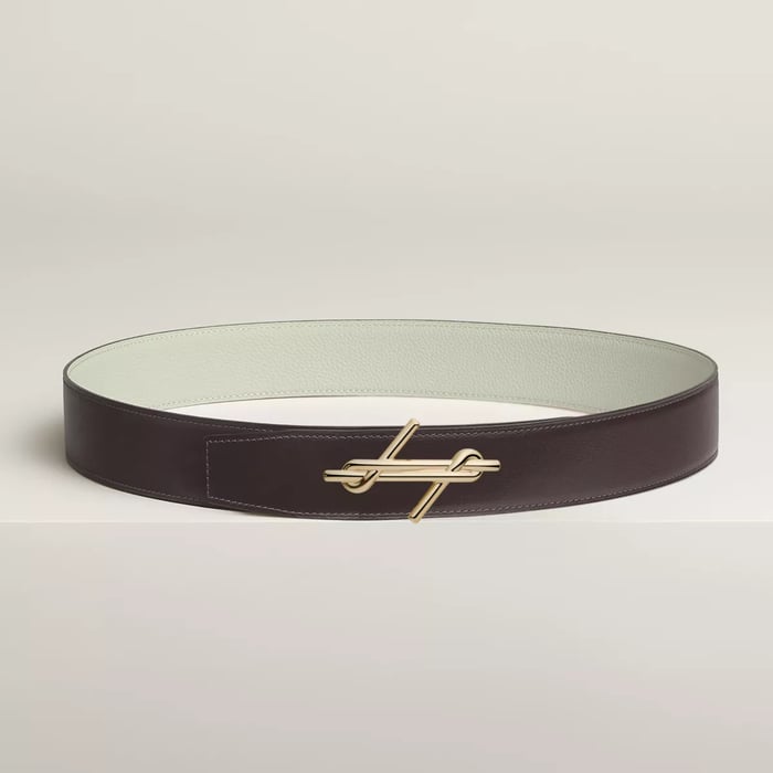 H Noue Belt Buckle & Reversible Leather Strap 38 MM