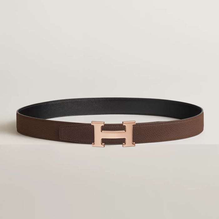 Boucle De Ceinture H & Cuir De Ceinture Réversible 32 MM